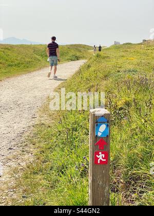 Walkers auf Llandwyn Island, Newborough, Anglesey, Nordwales Stockfoto