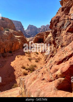 Schnitzereien in Petra, Jordanien Stockfoto