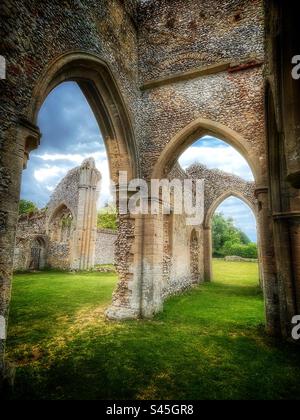 Creake Abbey Ruins, Norfolk, Großbritannien. Stockfoto