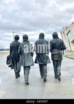 Die Beatles Statues Pier Head Liverpool Ufer Stockfoto