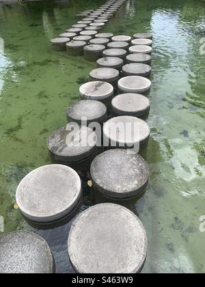 Sprungsteine über den Teich in Zürich Stockfoto