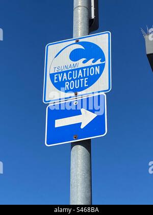 Schild für die Tsunami-Evakuierungsroute in San Francisco Stockfoto