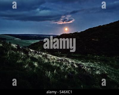 Super Moon Rising, PeakDistrict Stockfoto