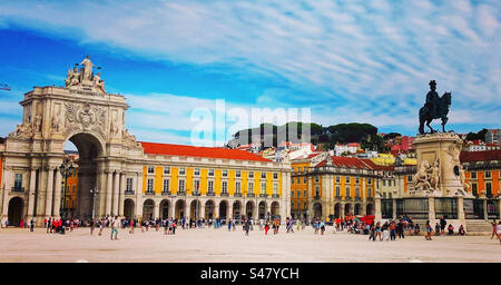 Prac do Comércio in Lissabon Portugal Stockfoto
