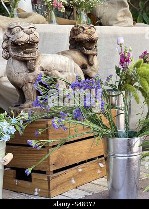 Chinesische Wächterlöwen Stockfoto