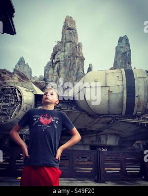 Millennium Falke am Galaxy’s Edge in Disneyland Stockfoto