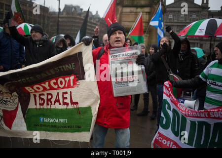 Glasgow, Schottland, 16. März 2019. Pro-Palestine und Pro-Israel Gruppen treffen sich an einer Anti-Rassismus-Rallye im George Square in Glasgow, Schottland, 16. März 2019. Foto von: Jeremy Sutton-Hibbert / alamy Leben Nachrichten. Stockfoto