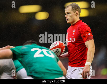 Fürstentum Stadium, Cardiff, UK. 16 Mär, 2019. Guinness sechs Nationen Rugby, Wales und Irland; Aled Davies von Wales während des Spiels Credit: Aktion plus Sport/Alamy leben Nachrichten Stockfoto