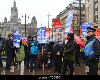 George Square, Glasgow, Schottland, Großbritannien, Europa. 16. März, 2019. . Bund der Freunde Israels zu 'Stand bis zu Rassismus" Demo auf einem kalten nassen Tag in Glasgow. Quelle: Douglas Carr/Alamy leben Nachrichten Stockfoto