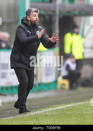 Ostern Road, Edinburgh, Großbritannien. 16 Mär, 2019. Ladbrokes Premiership Fußball, Hibernian gegen Motherwell; Motherwell Manager Stephen Robinson Credit: Aktion plus Sport/Alamy leben Nachrichten Stockfoto