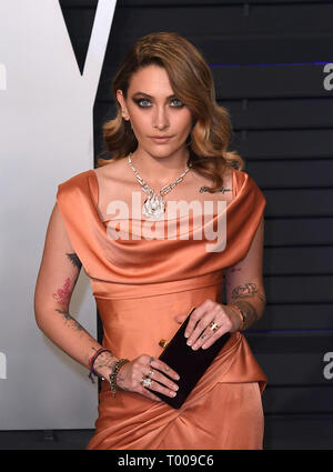 *** Foto ** Paris Jackson im Krankenhaus nach versuchtem Selbstmord. BEVERLY HILLS, Kalifornien - 24. Februar: Paris Jackson besucht 2019 Vanity Fair Oscar Party im Wallis Annenberg Center für Darstellende Künste am 24. Februar 2019 in Beverly Hills, Kalifornien. Foto: imageSPACE/MediaPunch Stockfoto