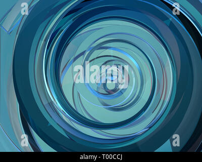 Abstrakte swirly Blue Shape auf schwarzem Hintergrund. 3D-Rendering Stockfoto