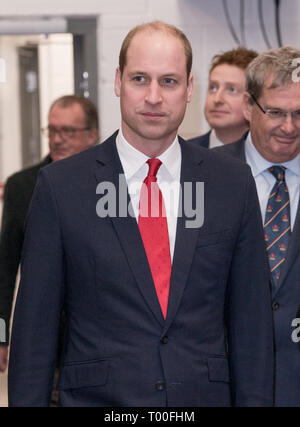 Der Herzog von Cambridge stellt eine Plakette während offiziell die neue Gehirne Brauerei in Cardiff öffnen, vor der Teilnahme an der Wales/Irland sechs Nationen übereinstimmen. Stockfoto