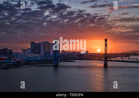 Downtown Jacksonville Sunrise Stockfoto