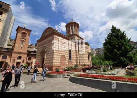 Bukarest, Rumänien - 13. Mai 2018: die Kirche des Heiligen Antonius - alten fürstlichen Hof gebaut von Mircea Ciobanul im Jahr 1559 die älteste in Bukarest. Aber es ist bel Stockfoto