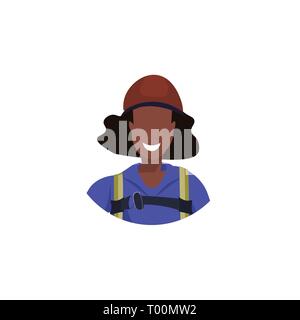 African American woman face avatar Industriekletterer in Uniform professionelle Besetzung Konzept weibliche Comicfigur portrait flache weiße Stock Vektor