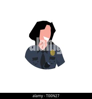 Polizei frau gesicht avatar Offizier in Uniform weiblichen cop Security Guard professional Beruf Konzept Zeichentrickfigur portrait flache weiße Hintergrund Stock Vektor