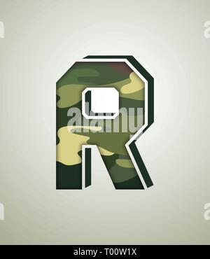 Camouflage Charakter, detaillierte vector Fonts Stock Vektor