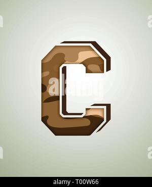 Camouflage Charakter, detaillierte vector Fonts Stock Vektor