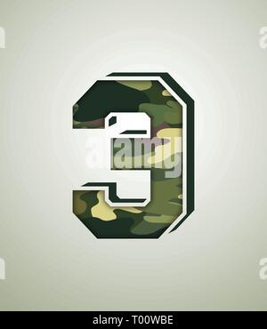Camouflage Charakter, detaillierte vector Fonts Stock Vektor