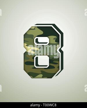 Camouflage Charakter, detaillierte vector Fonts Stock Vektor
