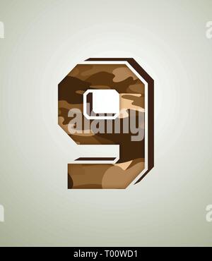 Camouflage Charakter, detaillierte vector Fonts Stock Vektor