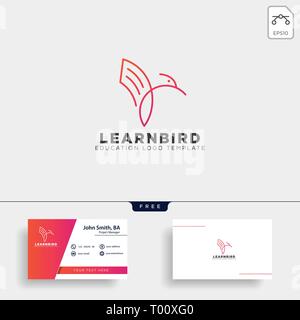 Linie Papier oder Buch bird Logo template Vector Illustration mit Business Card-Vektor Stock Vektor
