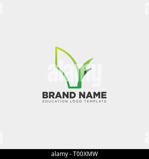Lernen Buch plant leaf Tree line Logo template Vector Illustration icon-Element mit Business Card isoliert-Vektor Stock Vektor