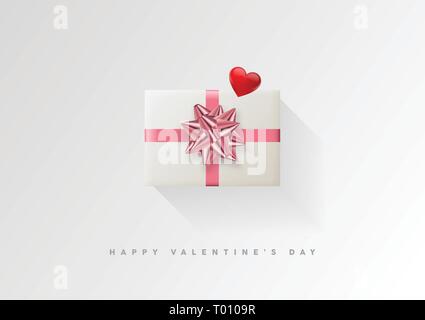 Valentines Tag vector Hintergrund. Bunt verpackt Geschenkbox mit Schleife. Festliche Vector Illustration. Stock Vektor