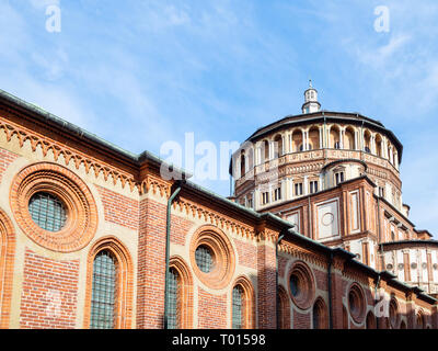 Reisen nach Italien - Wand- und Bramante Kuppel der Kirche Chiesa di Santa Maria delle Grazie, Haus der Wandgemälde, das Letzte Abendmahl von Leonardo da Vinci in M Stockfoto