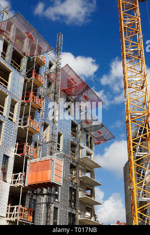 Sundbyberg, Schweden - 23 August 2016: Baustelle mit der Entwicklung eines Wohnhauses. Stockfoto
