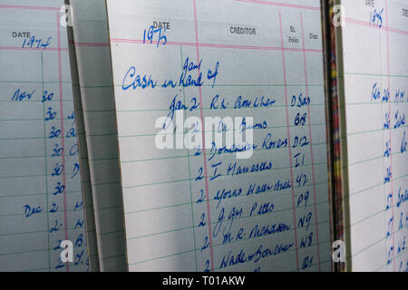 Buchhaltung Sales Ledger Hand geschrieben Stockfoto