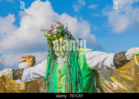 Schauspieler und Geschichtenerzähler, John Conway, "The Green Man", Celtic Festival, Vancouver, Britisch-Kolumbien, Kanada Stockfoto