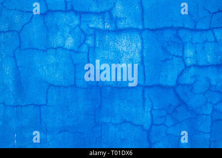 Blau lackiert Stuck Wand auf Burano Insel in der Lagune von Venedig in der Nähe von Venedig, Italien. Hintergrund Textur. Stockfoto