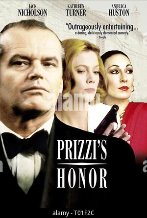 JACK NICHOLSON, Kathleen Turner, Anjelica Huston UK POSTER, PRIZZI's Ehre, 1985 Stockfoto