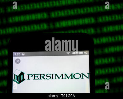 Persimmon plc-Logo gesehen auf Smart Phone angezeigt. Stockfoto