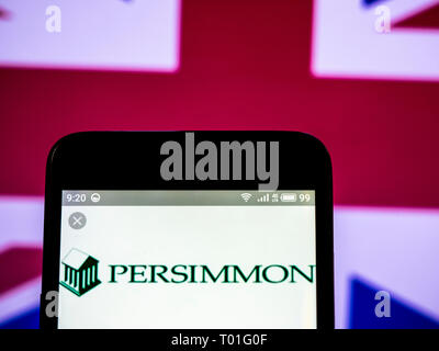 Persimmon plc-Logo gesehen auf Smart Phone angezeigt. Stockfoto