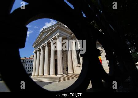 Bukarest, Rumänien - Juli 01, 2018: Das rumänische Athenäum (Ateneul Roman) ist ein konzertsaal 1988 eröffnet, die jedes Jahr veranstaltet die George Ene Stockfoto