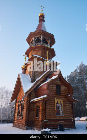 TOMSKAYA PISANITSA, Russland - Januar 04, 2019: Kapelle zu Ehren der Heiligen Cyrill und Methodius Stockfoto