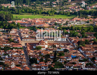 Villa de Leyva, Erhöhte Ansicht, Boyaca Abteilung, Kolumbien Stockfoto