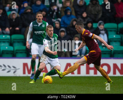 Edinburgh, Großbritannien. 16. März 2019. Schottische Premiereship - Hibernian v Motherwell, Edinburgh, Midlothian, Großbritannien. 16.03.2019. Bild zeigt: Hibs 'linke Mittelfeldspieler, Daryl Horgan, in der ersten Hälfte als Hibs spielen Wirt nach Motherwell in Edinburgh Credit: Ian Jacobs Credit: Ian Jacobs/Alamy leben Nachrichten Stockfoto