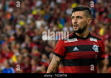 Rio de Janeiro, Brasilien. 16. März 2019. Carioca 2019, Flamengo gegen Volta Redonda - von Arrascaeta Flamengo Spieler während eines Spiel gegen Volta Redonda im Maracana-stadion für die Carioca 2019 Meisterschaft. Foto: Thiago Ribeiro/AGIF AGIF/Alamy Credit: Live-Nachrichten Stockfoto