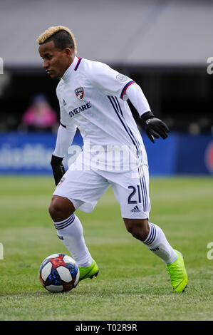 Samstag, 16. März 2019: FC Dallas Mittelfeldspieler Michael Barrios (21.) in der zweiten Hälfte der Partie zwischen FC Dallas und Columbus Crew SC an MAPFRE Stadium, in Columbus, OH. Pflichtfeld Foto: Dorn Byg/Cal Sport Media. Columbus Crew SC 1 - FC Dallas 0 Stockfoto