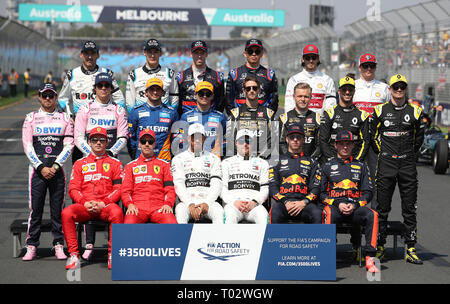 Melbourne, Australien. 17 Mär, 2019. Treiber posieren für Fotos der Gruppe vor dem Formel 1 Grand Prix von Australien 2019 im Albert Park in Melbourne, Australien, 17. März 2019. Credit: Bai Xuefei/Xinhua/Alamy leben Nachrichten Stockfoto