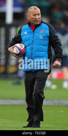 London, Großbritannien. 16 Mär, 2019. Eddie Jones während der Guinness sechs Nationen Übereinstimmung zwischen England und Schottland bei Twickenham Stadium. Quelle: European Sports Fotografische Agentur/Alamy leben Nachrichten Stockfoto