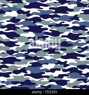 Textur militärische Tarnung nahtlose Muster in Blau und Grau. kleidungsstil Maskierung camo Stock Vektor