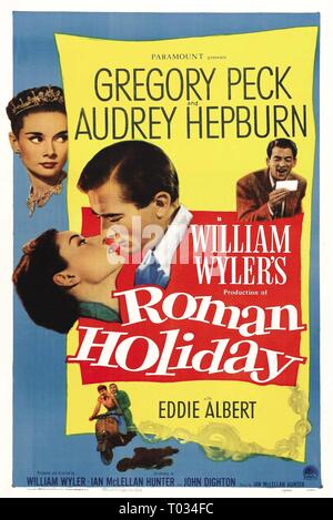 AUDREY HEPBURN, Gregory Peck, Plakat, Roman Holiday, 1953 Stockfoto