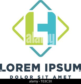 Lh abstrakte logo Brief design Vector Illustration icon-Element isoliert-Vektor Stock Vektor