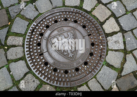 Kanaldeckel Esslingen am Neckar Stockfoto