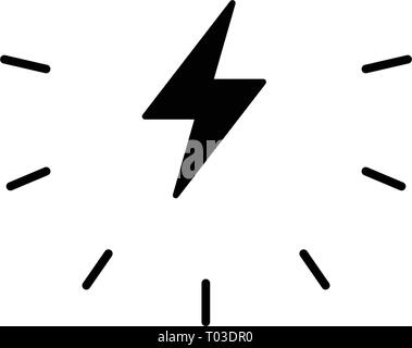 Blitzschlag oder Flash Symbol mit Strahlen. Flash Vector Illustration auf weißen isoliert Stock Vektor